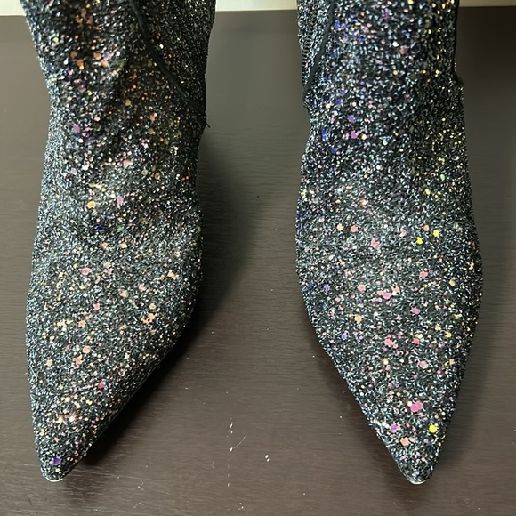 Schutz Glitter Ankle Boots Black Sequin Sparkle Leather Anthropologie Sz 6 - Picture 7 of 14